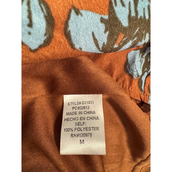 ENTRO Dress Babydoll Brown Blue Ditsy Floral Size Medium -New- - Picture 15 of 16